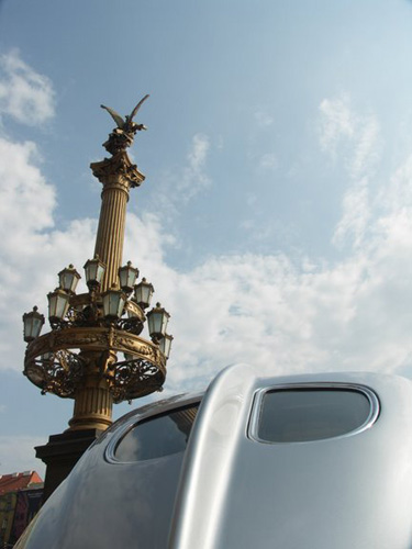 Centuries encounter in front of Rudolfinum